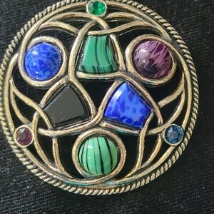 Elegant Multicolor Irish Celtic Brooch St Pattys Day Fashion Jewelry